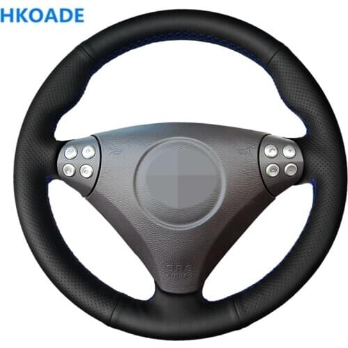 DIY Black PU Artificial Leather Hand-stitched Car Steering Wheel Cover for Mercedes Benz SLK-Class W170 W171 SLK 2004-2008 C230