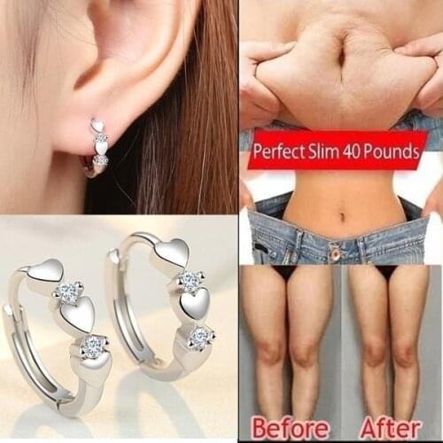 Equisite Love Shape Weight Loss Earrings Silver Cubic Zirconia Magnetic Therapy Thin Earrings Chakra Burning Fat Health Jewelry
