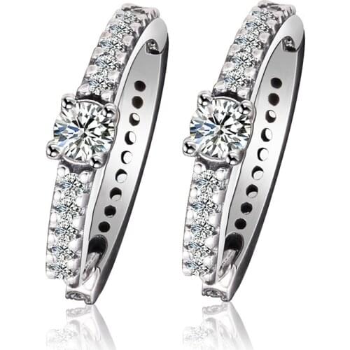 Sterling Silver Jewelry Europe Earrings Sparkling Hoop Earrings For Women Fashion Jewelry Bijouterie 2021 Mothers Day Gift