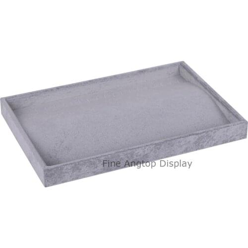 Gray Velvet Jewelry Trays Necklace Display Holder Box Case Jewelry Storage Organizer