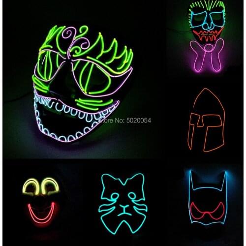 GZYUCHAO EL Glow In Dark Luminous Led Mask Party Rave Light Up EL Mask For Halloween Christmas Easter Decorative