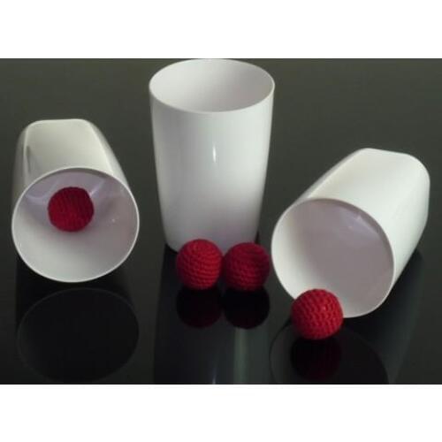 Three Cups And Three Balls (Porcelain White,Plastic) - How To Magic,Magic Show Kit,Magic Props For Stage,Easy Magic Amazing Toy