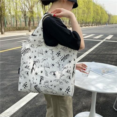 2021 Capacity Cloth Totes Casual Shoulder Bag Cotton Shopping Women Eco Reusable Shopper Bags Women Ladies Casual Shoulder Bag
