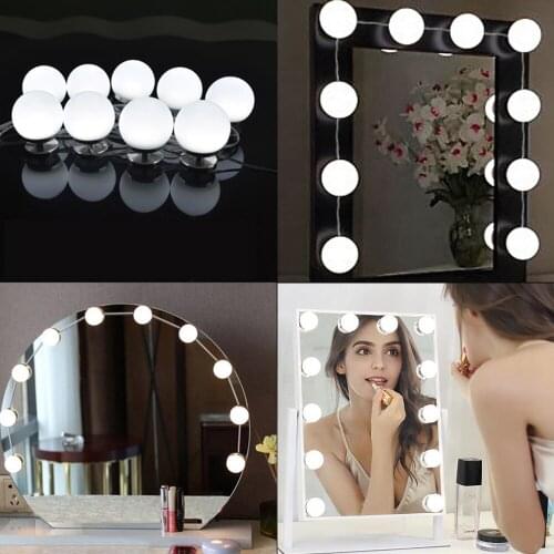 10 Led Bulbs Hollywood Make up Mirror Lights Cosmetic Lamp String Dimmable Light Strip 6500K 5V 7W Light Bulb