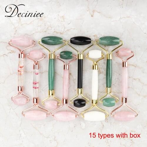 15 types Natural Rose Quartz Jade Roller Facial Eye Body Massager Roller Jade Stone Scraper Slimming Facial Roller Beauty Tools