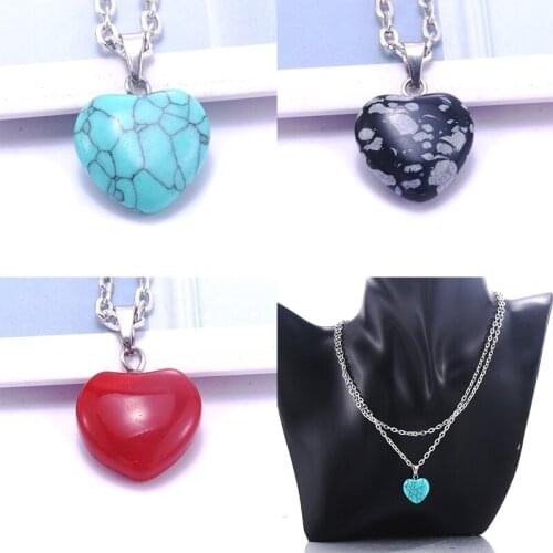 2021 New Fashion Heart Necklace Bohemian Glamour Women Quartz Crystal Pendant Necklace Popular Jewelry Party Romantic Love Gift
