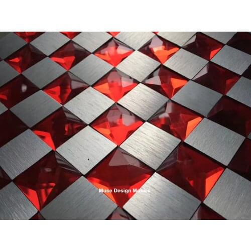 30 mm Glossy Red Mirror Beveled Crystal Diamond Glass Mosaic Tile, showroom TV Display cabinet DIY decor wall sticker