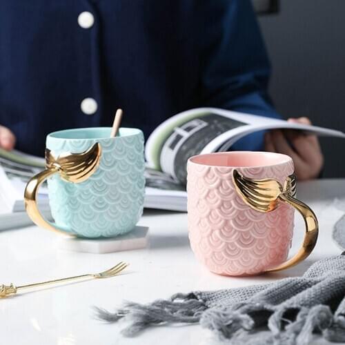 400ml Coffee Mug Creative Little Mermaid Ceramic Mug Big Tea Milk Cups Personal OfficeJuice Cup Best Christmas Mugs For Friends