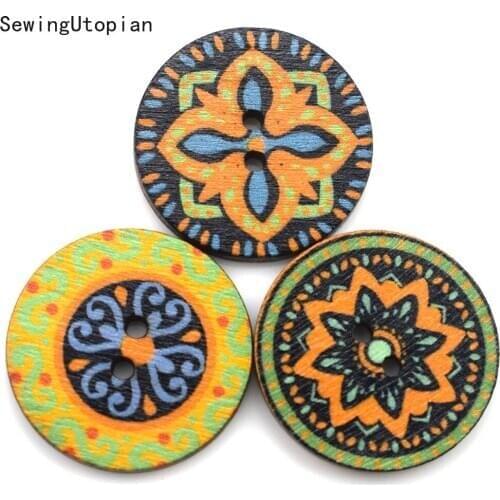 50PCS Vintage 2 Holes 15/20/25mm Wood Button Flatback Wooden Buttons Childrens Apparel Sewing Accessories DIY Scrapbooking