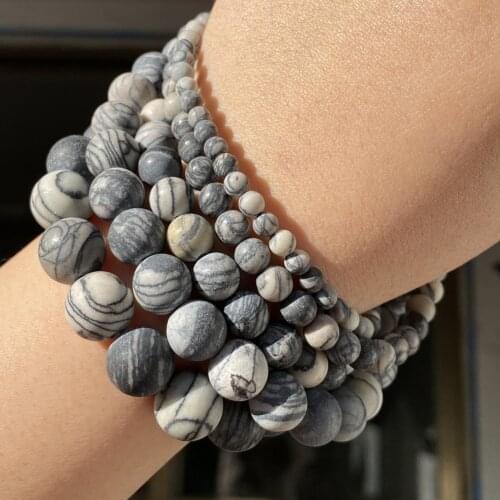 Natural Stone Matte Black Jaspers Round Beads Loose Beads For Jewelry Making Diy Handmade Bracelet Charm Accessories 4-12mm 15