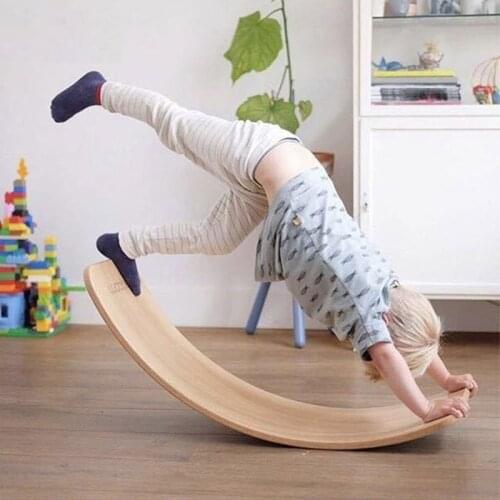 LazyChild Wooden Balance Board Children Curved Seesaw Yoga Fitness Equipment Baby Indoor Toys Kids Outdoor Sports Play Game 2021