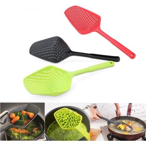 1PC Filter Cooking Shovel Vegetable Strainer Scoop Kitchen Accessories Nylon Strainer Scoop Colander Leaking Shovel Kitchen Tool