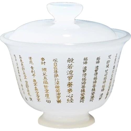 Zen Sutra Tea Tureen Jade Porcelain Tea Bowl 150ml Sculpture Teaware Master Cup Vintage Gaiwan As Gift