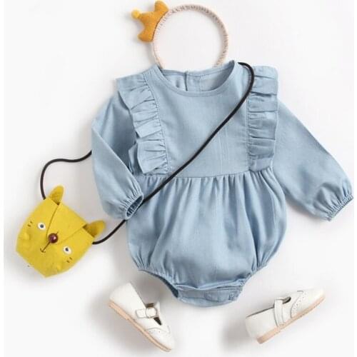 Newborn Baby Girls Cowboy Long Sleeve Clothes Rompers New 2020 Spring Autumn Baby Toddler Girls Triangle Jumpsuits 0-3Yrs