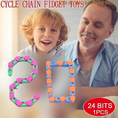 Colorful Puzzle Sensory Fidget Toys Stress Relief Rotate And Shape 24 Bit Bicycle Chain Track Reduce Stress Toys For Adults Gift
