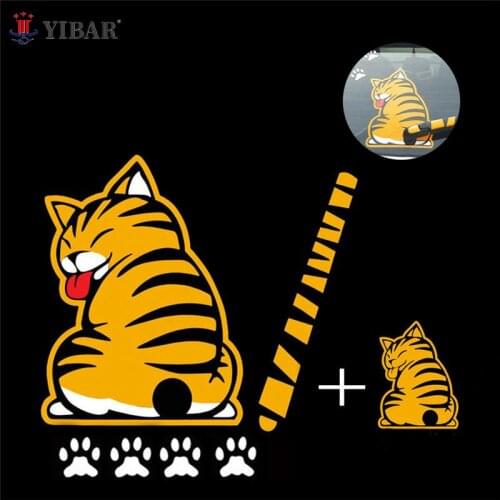 Cute Cat Moving Tail Stickers Window Wiper Decals Rear Windshield Decor Sticker