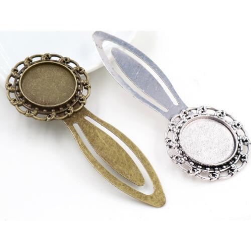 New Fashion 2pcs 20mm Inner Size Antique Silver Plated Bronze Style Handmade Bookmark Cabochon Base Cameo Setting