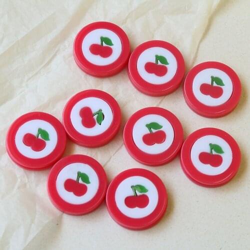 New arrived 30pcs/lot 23mm Cherry pattern print geometry rounds shape flatback acrylic beads without holes diy jewelry accessory