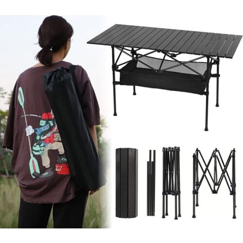 New Outdoor Folding Table Portable Lightweight Durable Hiking Picnic Barbecue Table Aluminum Alloy Camping Table With Net Pocket