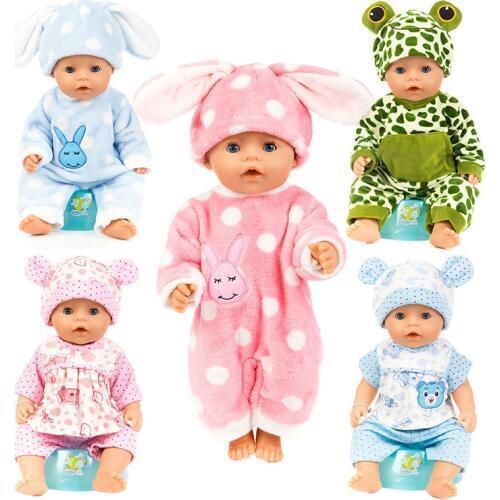 Doll clothes Plush Siamese animal pyjamas 41cm baby clothes Rebirth doll Suitable for 18 inch dolls children clothes