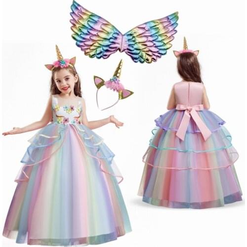 Elegant Unicron Dress Wedding Evening Children Clothing Kids Dresses for Girls Flower Long Gown Birthday Party Teen Girl Clothes