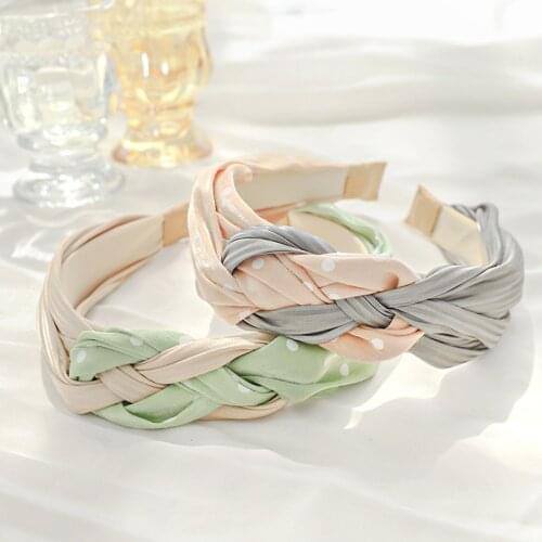 Summer Polka Dot Online Celebrity Temperament Headband Sweet Color Matching Polka Dot Fabric Woven Headdress Hairband