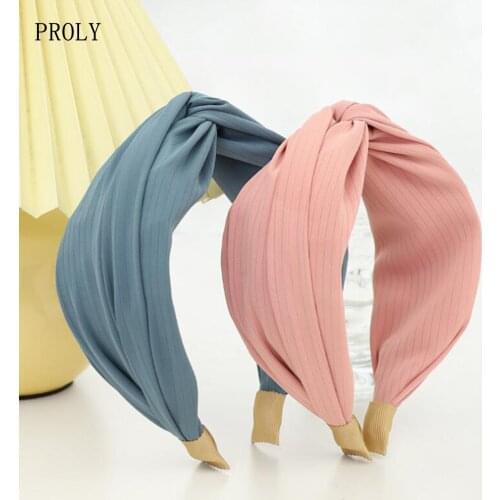 PROLY New Fashion Women Headband Wide Side Cross Knot Turban Adult Casual Vintage Hair Accessories Turban
