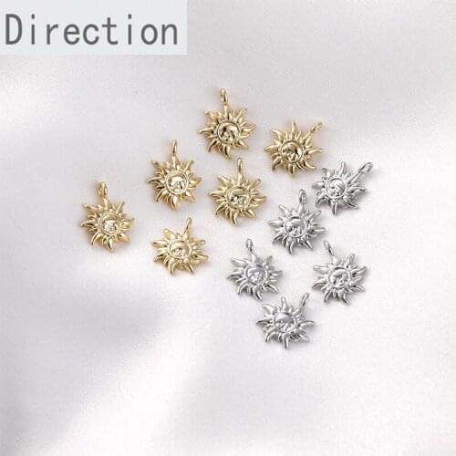 14k gold-clad mini sun pendant diy handmade jewelry pendant material accessories copper plated gold color
