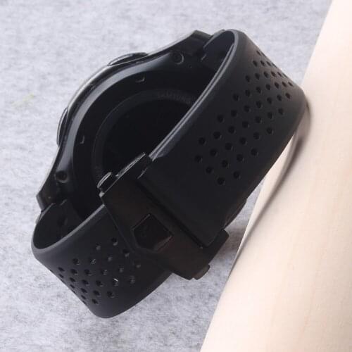 22mm Silicone Rubber Strap Black With Holes For Samsung Gear S3 Galaxy 46mm Waterproof Sports watchbands bracelet wristband Mens