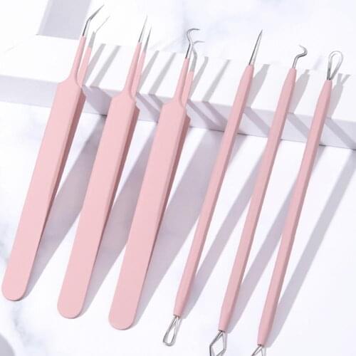 6Pcs/Set Acne Needle Blackhead Blemish Remover Skin Care Portable Eco-friendly Stainless Steel Pimple Remover for Comedones