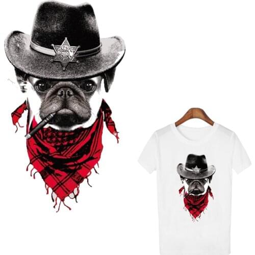 Cool Dog Patches Heat Transfer Iron On Patch A-level Washable Clothes Stickers Easy Print Irons Heat Transfer Applique Accessory