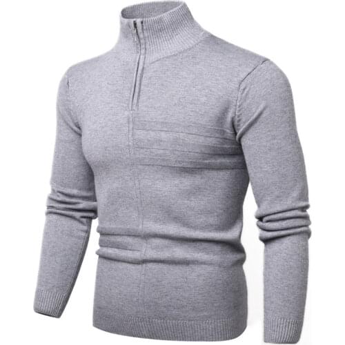 New Mens Turtleneck Sweaters Autumn and Winter High Collar Zipper Sweater Long Sleeve Spot Leisure Bottom Shirt Men Clothes