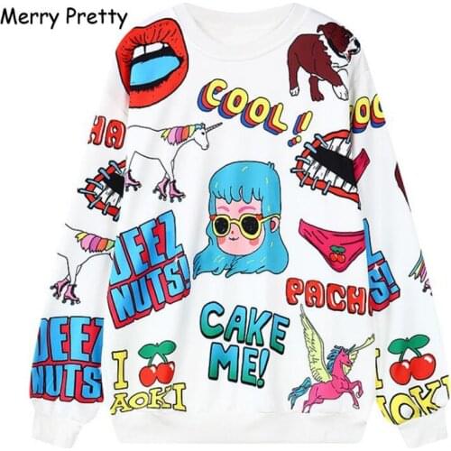 XUANHAO Spring Autumn Long Sleeve Casual Harajuku Sweatshirt Women Hoody Cute Printed Hoodies Moletom Feminino Pullovers