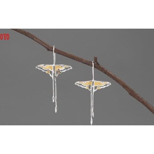 S925 sterling silver elegant hollow Chinese style butterfly female earrings