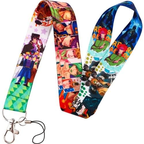 1 Pcs Cute Anime Jojos Bizarre Adventure Lanyards Keychain Ribbon Hang Rope Phone Neck Straps Keyring Badge Holder Figure Toys