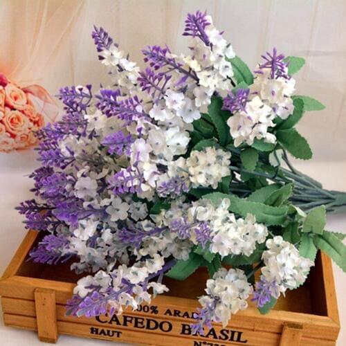 10 Heads Lavender Flower Silk Artificial Flower Bouquet Blossom Romantic Wedding Home Decoration 35cm