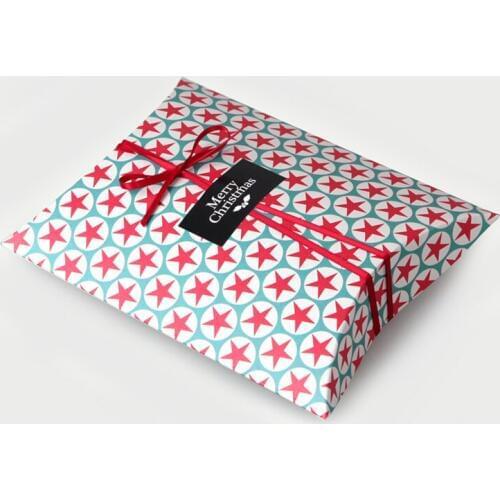 10Pcs Big Red Five Pointed Star Pillow Shape Candy Box Kraft Paper Bag Wedding Party Favor Shower Birthday New Year Decoration