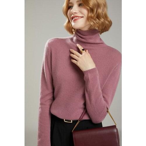 100% Pure Cashmere Knitted Sweaters Women Winter 2021 Turtleneck Long Sleeve Soft Warm Jumpers Ladies Pullovers