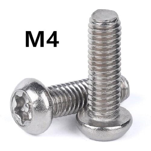 100pcs/lot M4x6/8/10/12/14/16/18/20/25/30/35/40mm Stainless steel pan head torx with pin screw anti theft safety security screws
