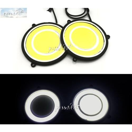 2pcs Round 12v LED DRL COB DRL Round 30W diameter Car Auto Light Daytime Running Light White DRL +Yellow Turing Light Lamp LED