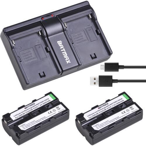 2Pcs 2600mAh NP-F550 NP-F530 NP-F570 NP F550 F570 Batteries + Dual USB Charger for Sony CCD-SC55 CCD-TRV81 DCR-TRV210 MVC-FD81