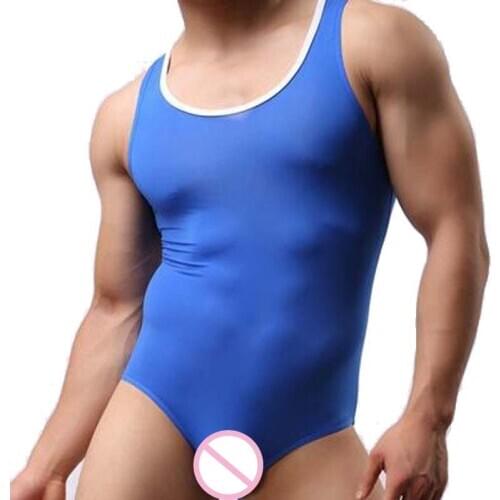 2020 Brand Mens Bodysuit Gym Bodybuilding Transparent Exotic Ice Underwear Bikini Shirt One-Piece Sexy Body Suit