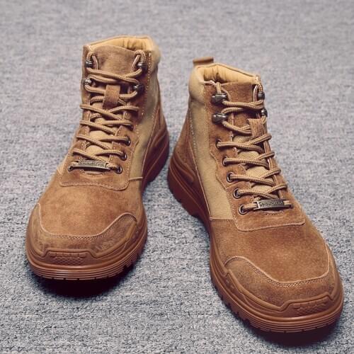 2020 High Quality Fashion Winter Mens Martin Boots Warm Work Boots Lace Up Mens Retro Style Boots Round Toe High-Top Shoes