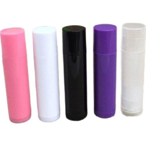 5G 100pcs/lot Lip Balm Tube, Empty Cosmetic Lipstick Bottle, Black/ Pink/ White/ Purple/ Transparent, Lip Gloss Packing Bottle