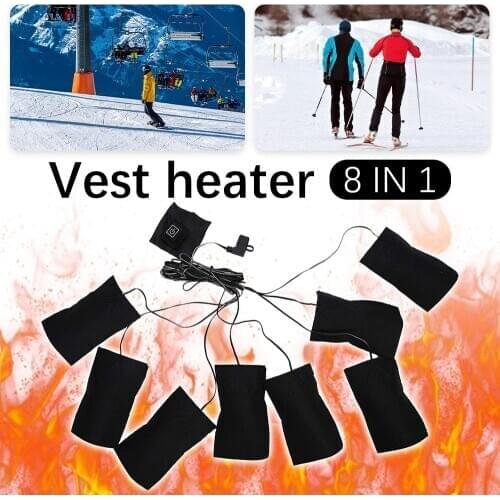 8PCS/Set USB Electric Heated Jacket Heating Sheet Outdoor Thermal Warm Winter Heating Vest Pads for DIY Heated Clothing