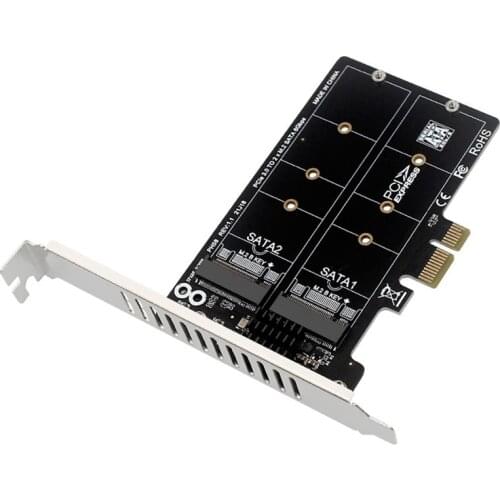 NEW-M.2 SATA to PCIE Conversion Card Dual-Disk Array Card RAID Expansion Card JMB582 Chipset Support SSD