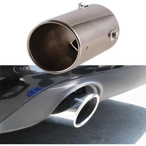 Car Round Single Straight Muffler End Exhaust Trim Tail Pipe Car Tip Exhaust Systems Silver Exhaust Replacements (0262)