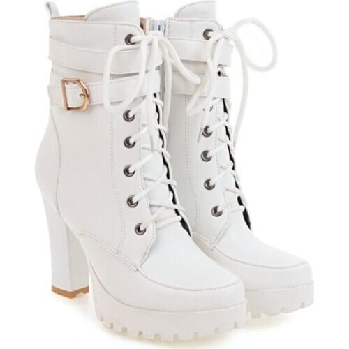 Big Size 9 10 12 boots women shoes ankle boots for women ladies boots Round toe ankle boots with metallic trim and solid colour