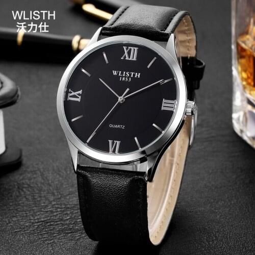 WLISTH Watches Mens Fashion Top Brand Luxury Ultra-thin Watch Men Simple Business Retro Classic Leather Strap Relogio Masculino