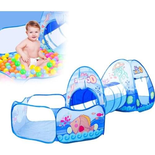 Childrens Play Tent Cartoon For Ocean Balls 3-in-1 Tent Baby Crawling Tunnel Ocean Kids Tent Playing House